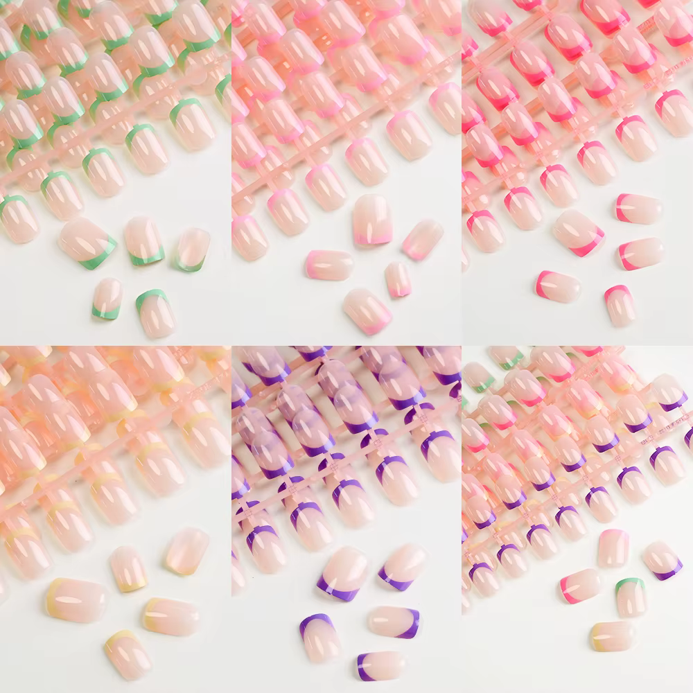 120/240 pièces français court carré faux ongles 12 tailles couverture complète presse sur ongles bri