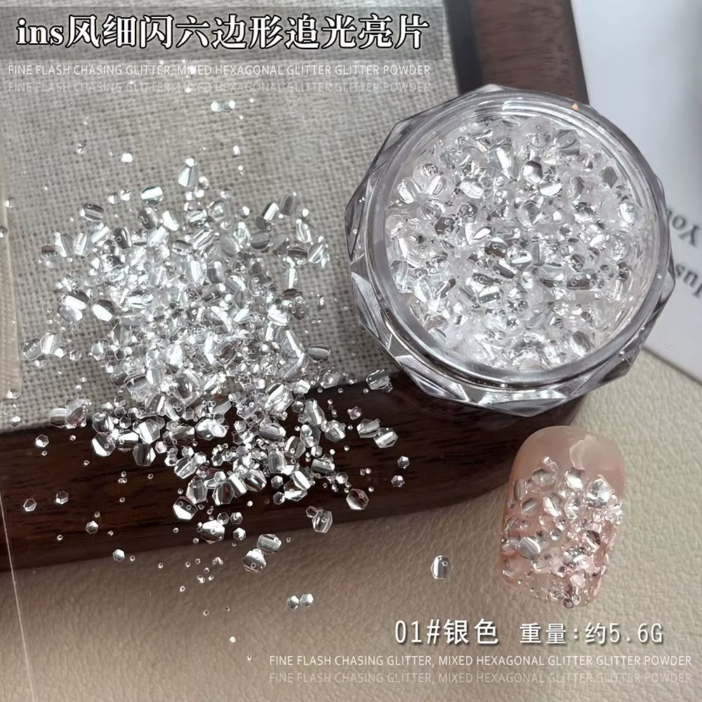 2 bouteilles de paillettes hexagonales Ultra-fines pour ongles, bulle 3D Super brillante, paillettes