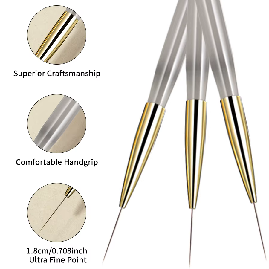 RSNACanon-Pinceaux à Ongles pour Nail Art, Stylo de Peinture à Rayures Françaises, Long Dessin Mince