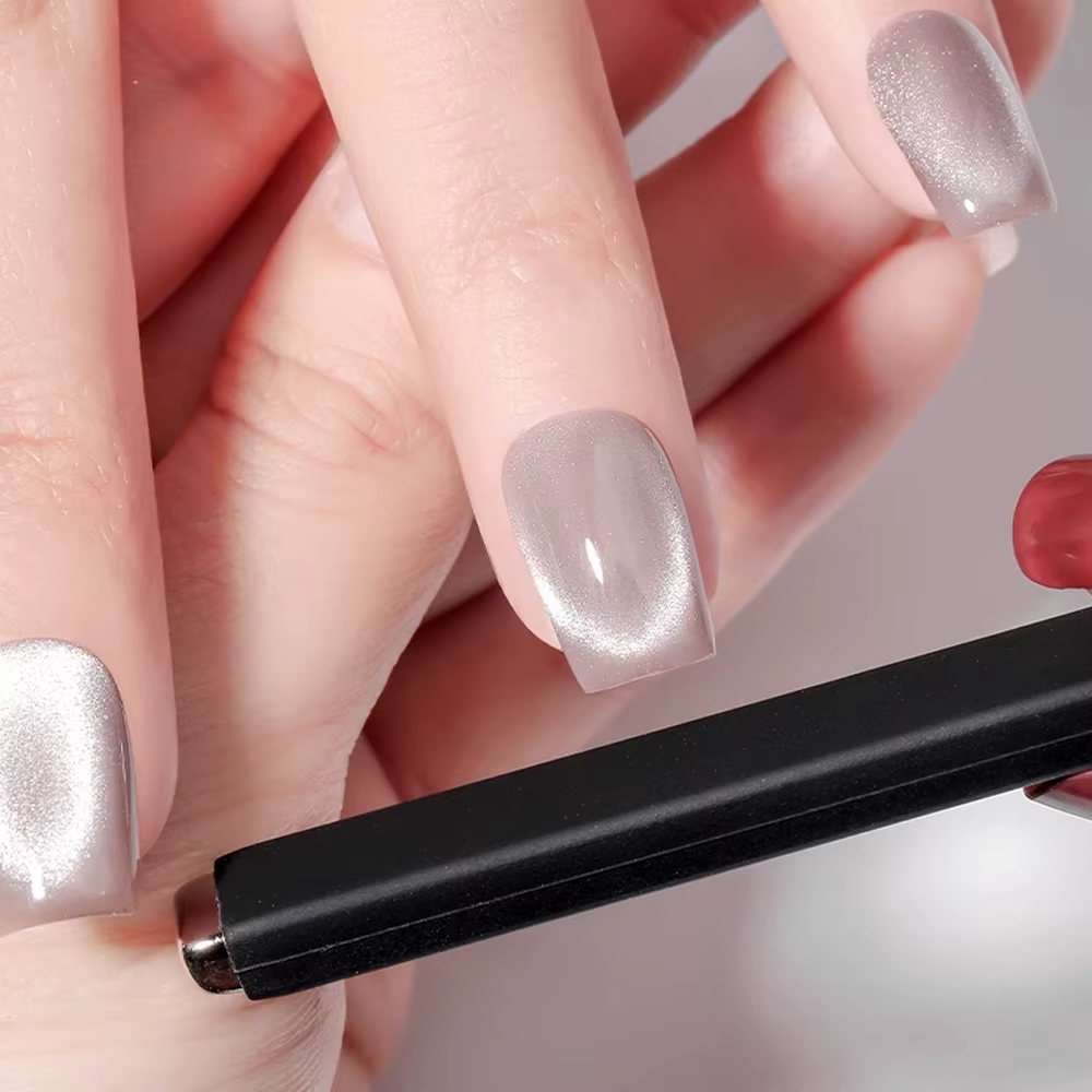 6X0.9X1CM Nail Art bâton magnétique effet fort tranche magnétique avec coque en silicone noir facile