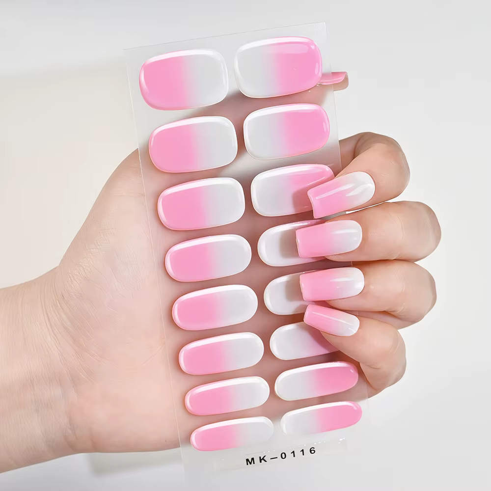 16 autocollants pour ongles en gel vert menthe sans cuisson, adhésifs, pour manucure estivale et déc