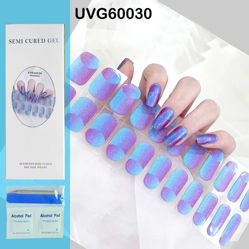 Bandes de gel semi-durcies adhésives pour ongles, autocollants à couverture complète, nécessitant un