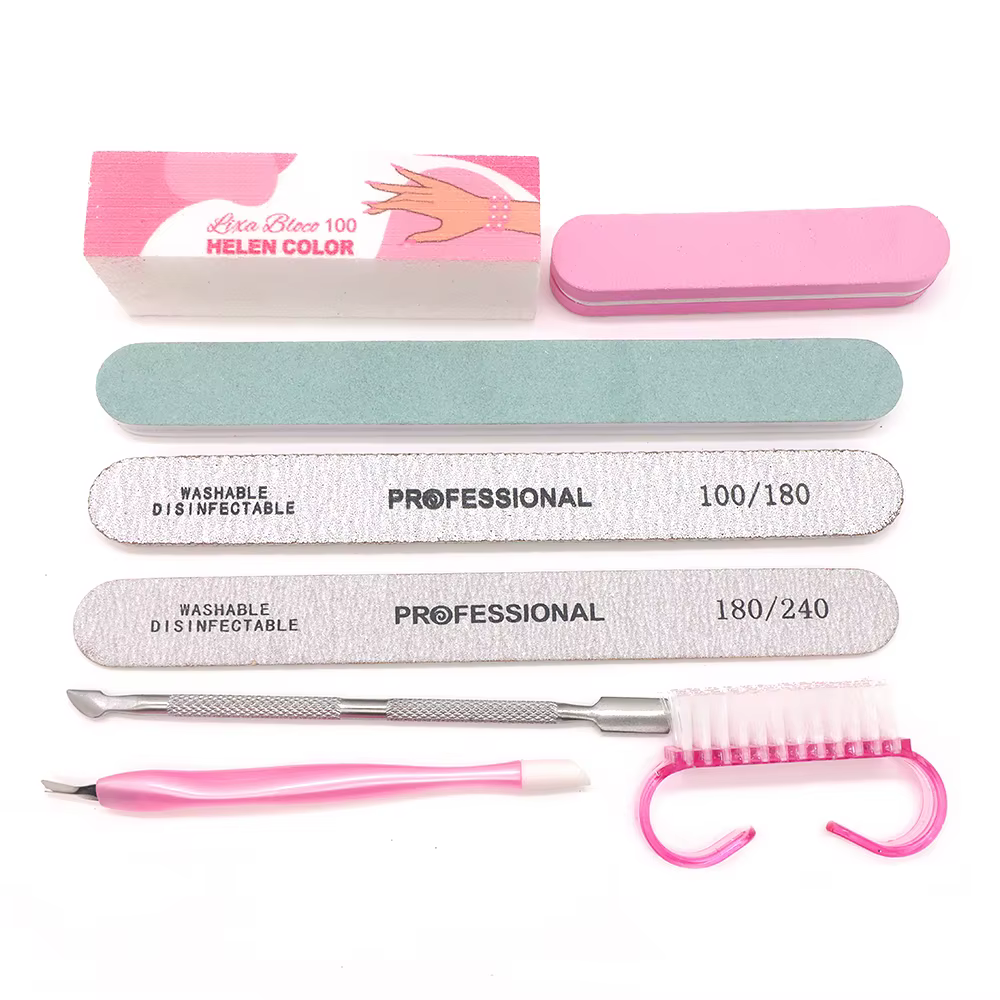 Kit d'outils de manucure et pédicure professionnel 8 pièces/ensemble : lime à ongles, brosse, poliss
