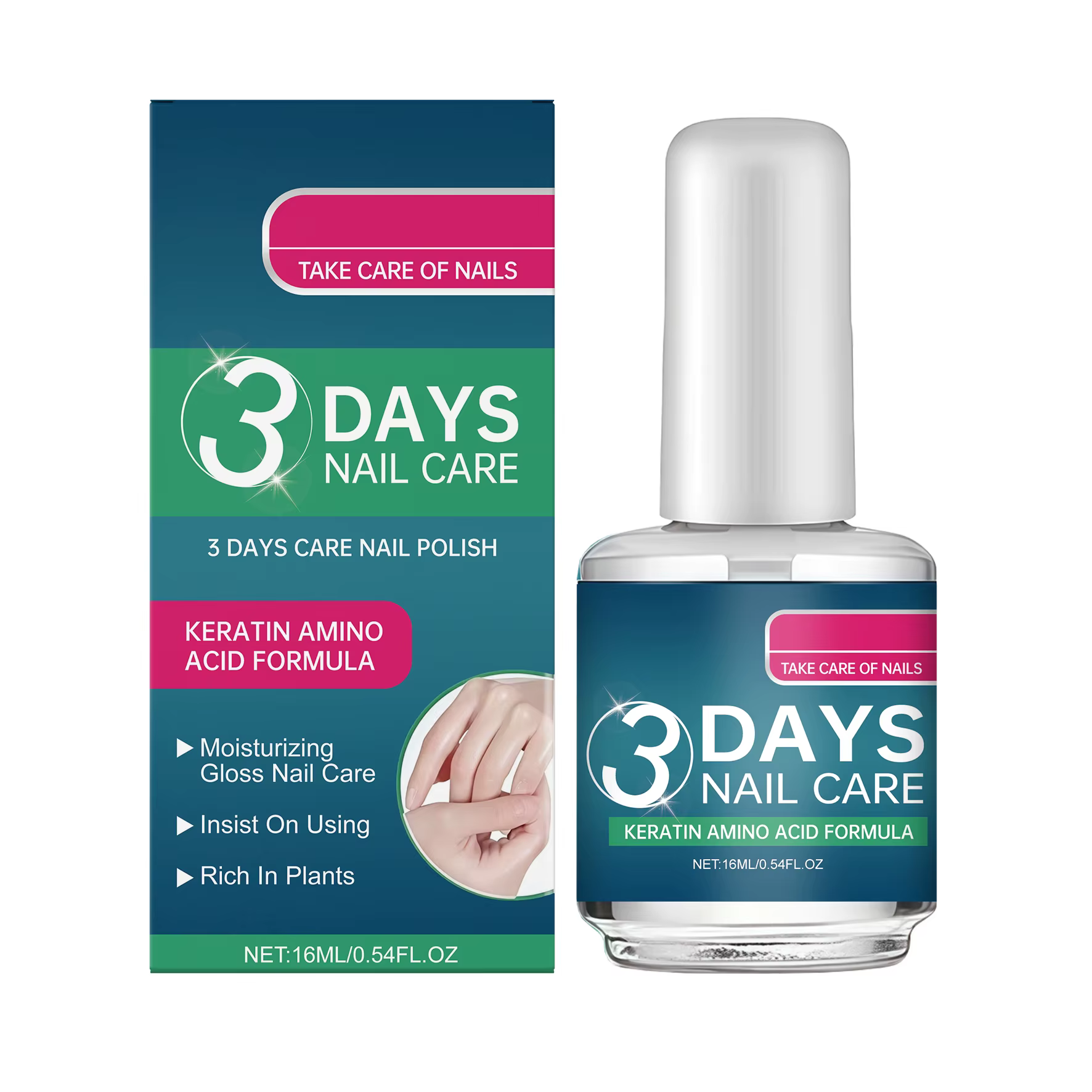Huile de soin des ongles en 3 jours, kératine, acides aminés, hydratation, renforcement des ongles, 