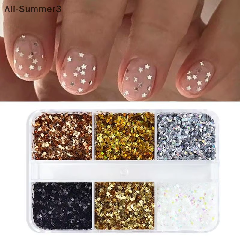 Mini étoile scintillante pour ongles, 1mm, pentagramme scintillant, décoration d'ongles, Design de S