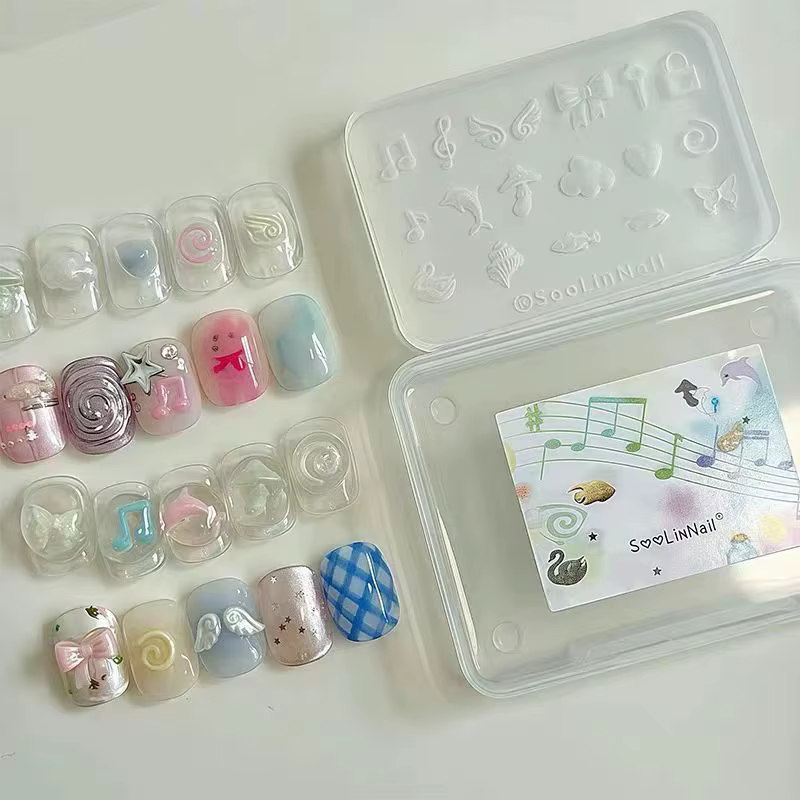Moule en silicone transparent Y2K pour décorations d'ongles 3D, motifs mini ailes de papillon et nœu
