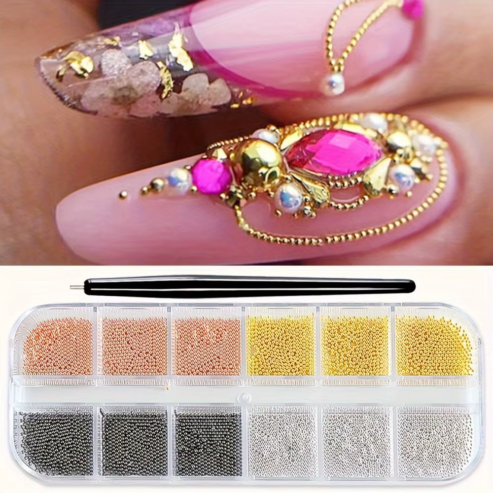Mini perles de Caviar pour décoration des ongles, 2 pièces/lot, décorations pour Nail Art, Micro bou