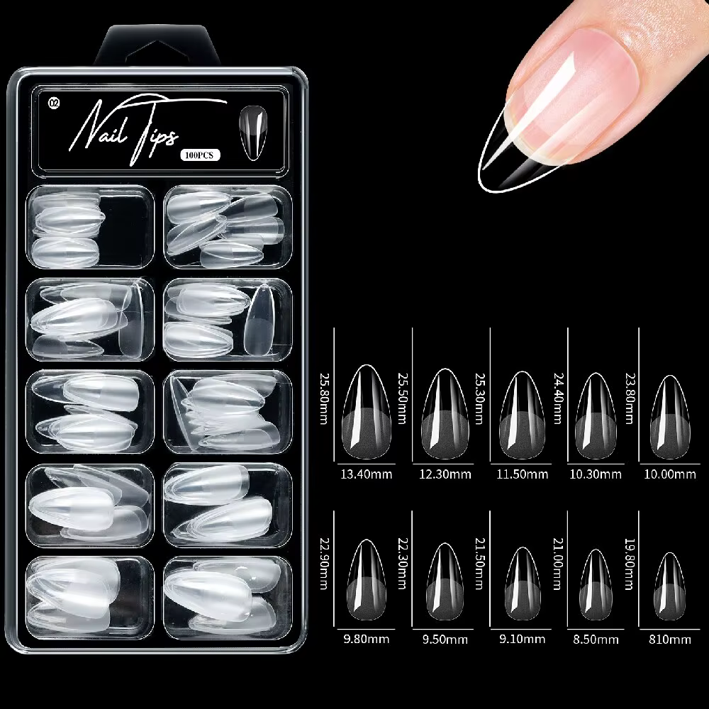 100 pièces/boîte faux ongles conseils cercueil presse sur ongles clair couverture complète ongles ar