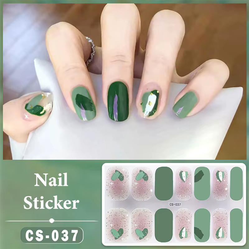 14 ongles simples imperméables à l'eau, couverture complète, autocollants pour ongles, fermes et pas