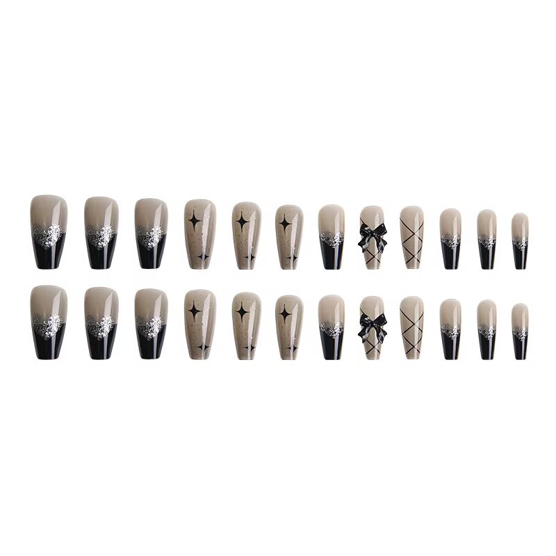 24 pièces/1 boîte filles chaudes portent des gros arc filles chaudes Nail Art faux ongles