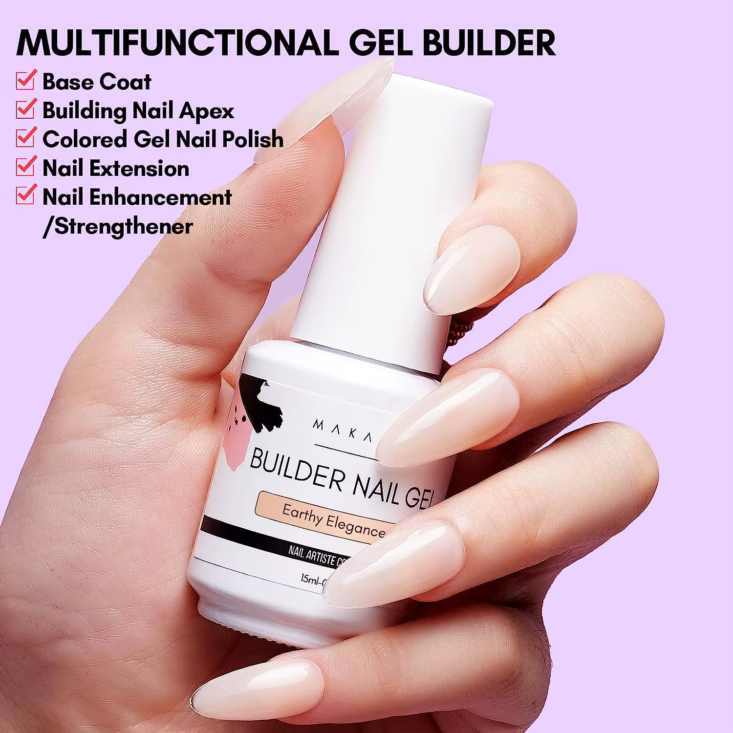 Makartt-Gel 5 en 1 pour Extension d'Ongles, Renforce et Réparation, Couche de Base, Verhéritage à On