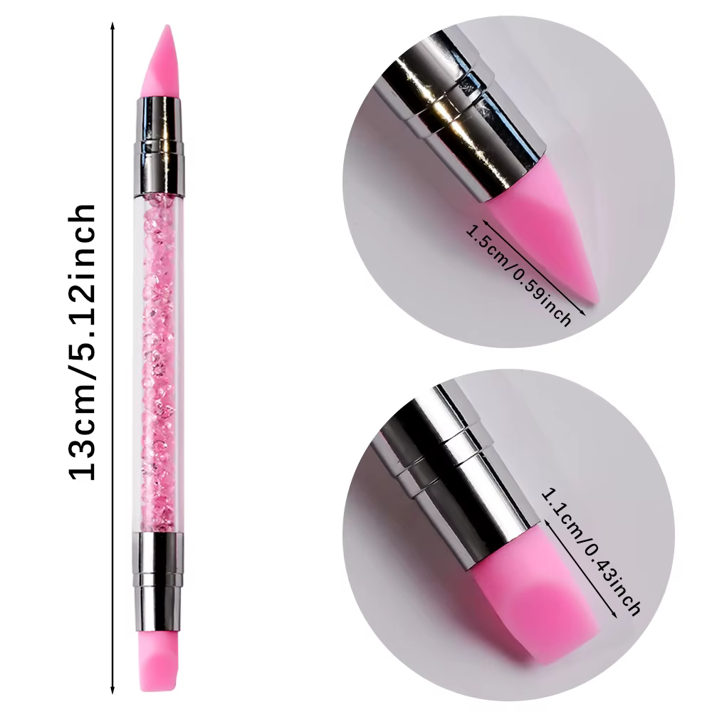 Stylo de sculpture en silicone pour nail art, biscuits rose fini, fleur 3D carimplantée, outil de po