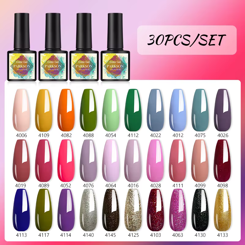 Parkson – ensemble de vernis gel semi-permanent violet et vert, 8ml, 30 pièces, couleur noire, paill