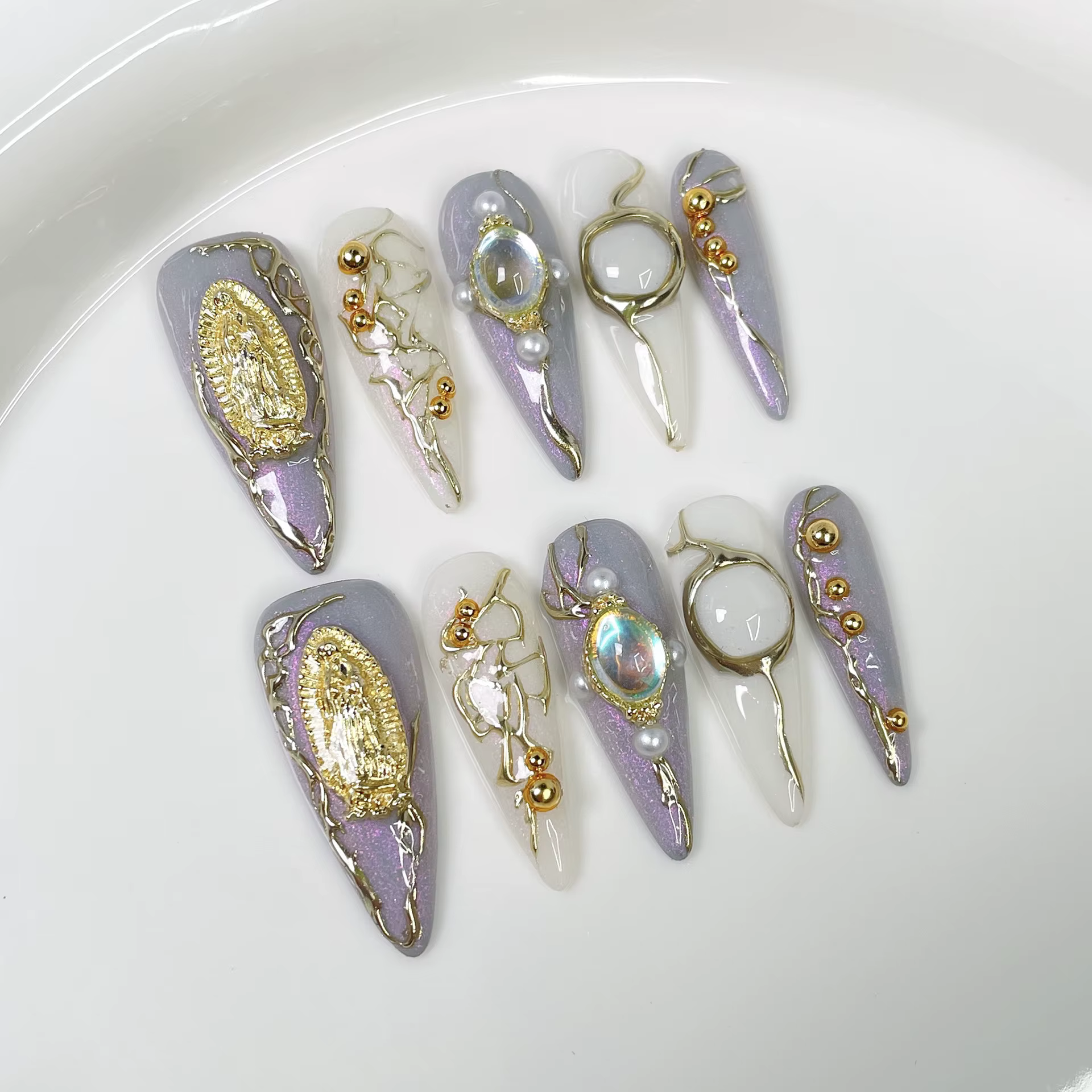 Faux ongles français rose doux, 10 pièces, lumière d'automne, luxe, Long Stiletto, motif Floral, str