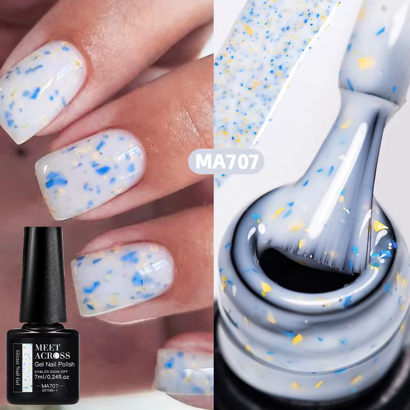Vernis à ongles Gel pailleté feuille d'or rose flocons d'or vernis Semi Permanent non parfumé Soak O