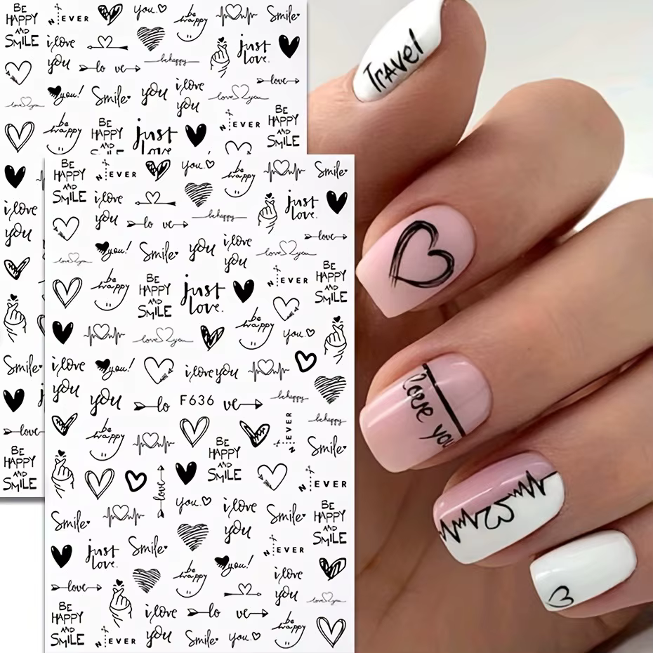 Autocollants pour ongles fleur amour fille sexy pour la Saint-Valentin, autocollants pour ongles fac