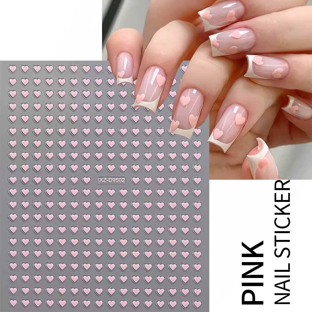 Autocollants pour ongles en forme de cœur, couleurs mélangées 3D, pour la saint-valentin, doux, roug