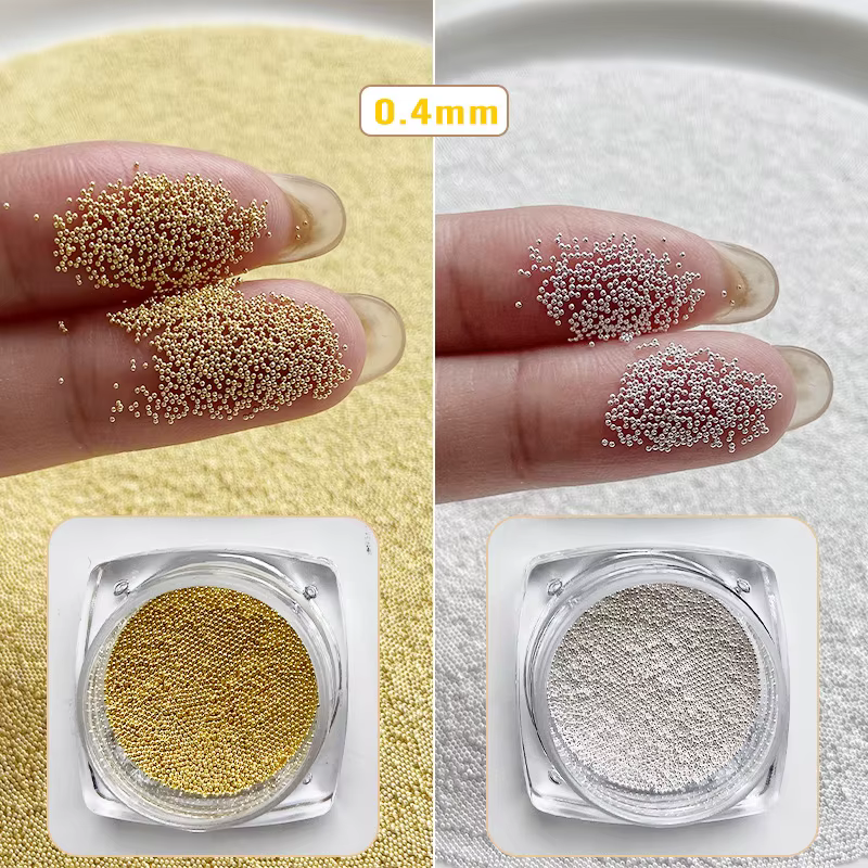 0.4mm-1.5mm 3D acier minuscule Nail Art décoration or argent boule d'acier Nail Art Caviar perles on
