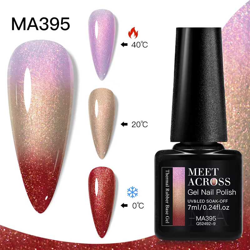 MEET ACROSS 75 couleurs vernis à ongles thermique 3 couleurs changeantes fournitures d'art des ongle