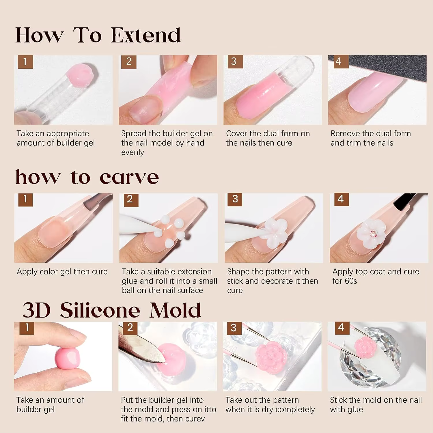 Gel constructeur solide rose/clair/blanc pour ongles Gel dur Extension constructeur Gel pour ongles,