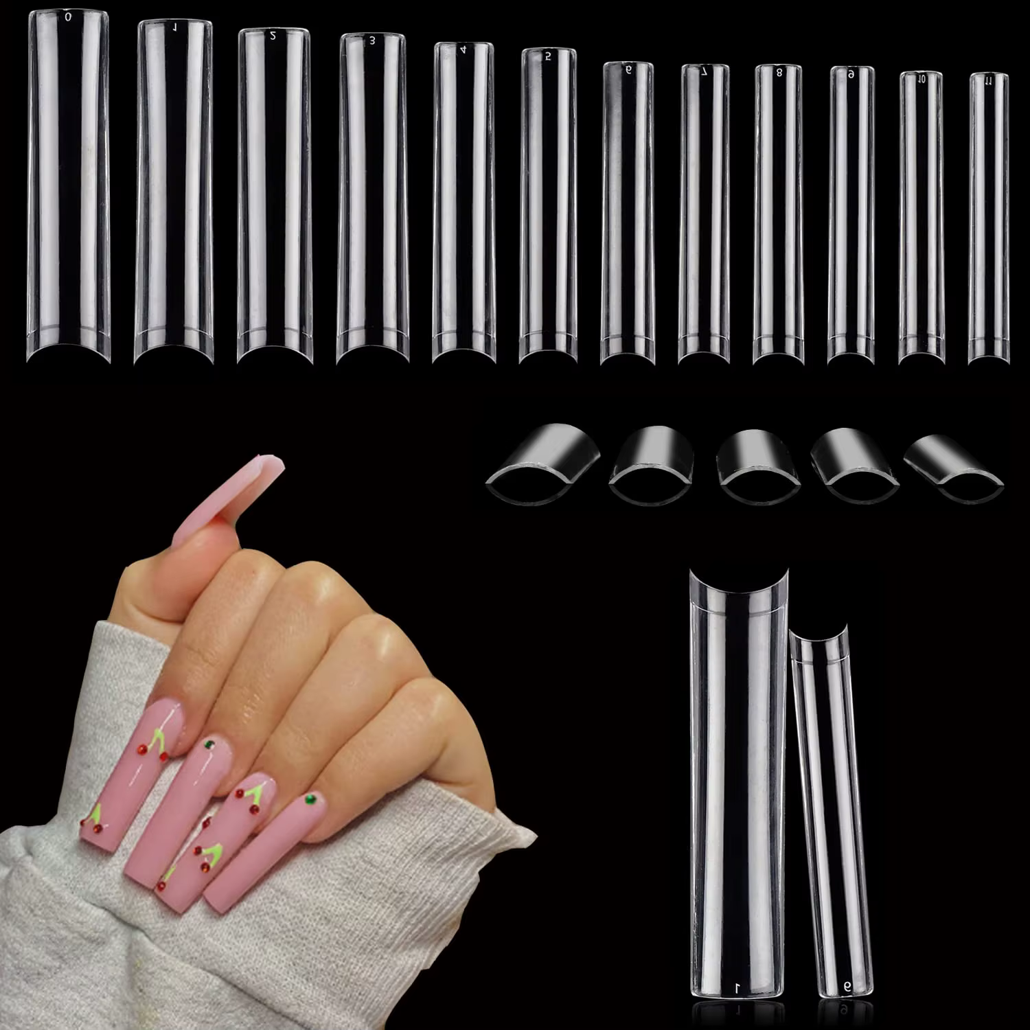 Embouts de cercueil longs et transparents, 120 pièces, pour Salons d'ongles en acrylique et Nail Art