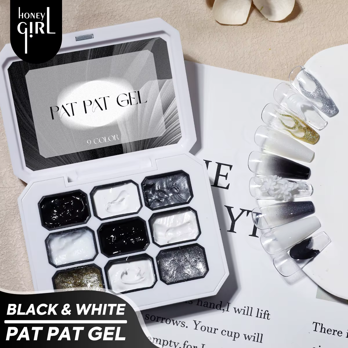 1 pièce Gel de vernis à ongles solide noir et blanc, Gel Pat, Gel Gypsum, couleur unie Y2K, brillanc