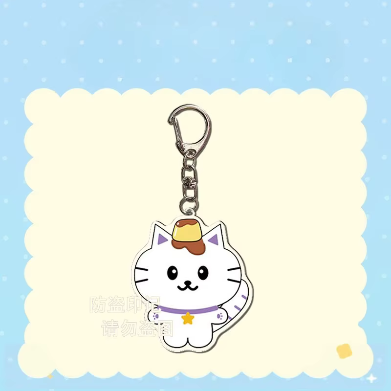 Ensemble de porte-clés en acrylique avec animaux de dessin animé mignons : Hamster, Tigre, Chat, Lap