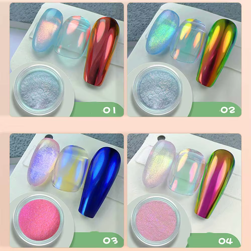 9 couleurs magique Aurora Chrome poudre à ongles effet miroir néon caméléon ongles paillettes mettre