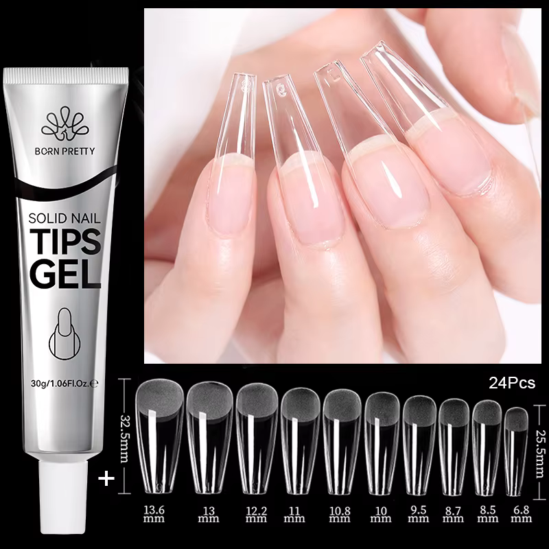 BORN PRETTY 30ml pointes d'ongles solides Gel avec 24 pièces pointes d'ongles tremper longue durée f