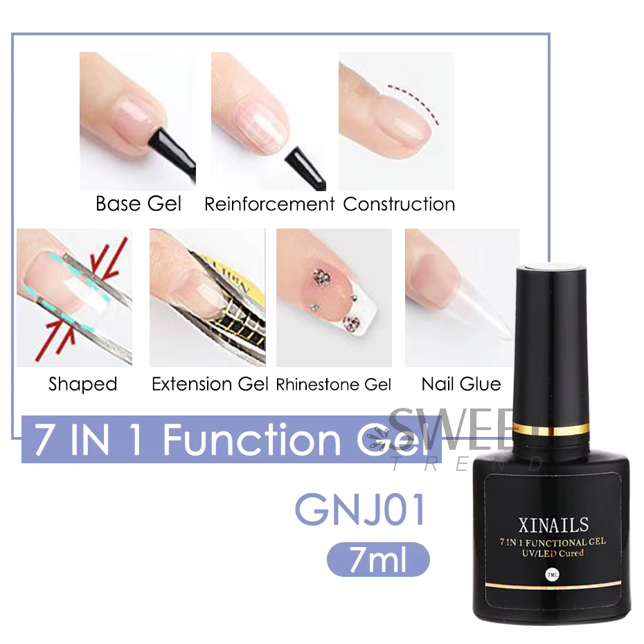 Fonction de renfort des ongles 7 en 1, colle à tremper, vernis UV, épaisseur transparente, faux cons