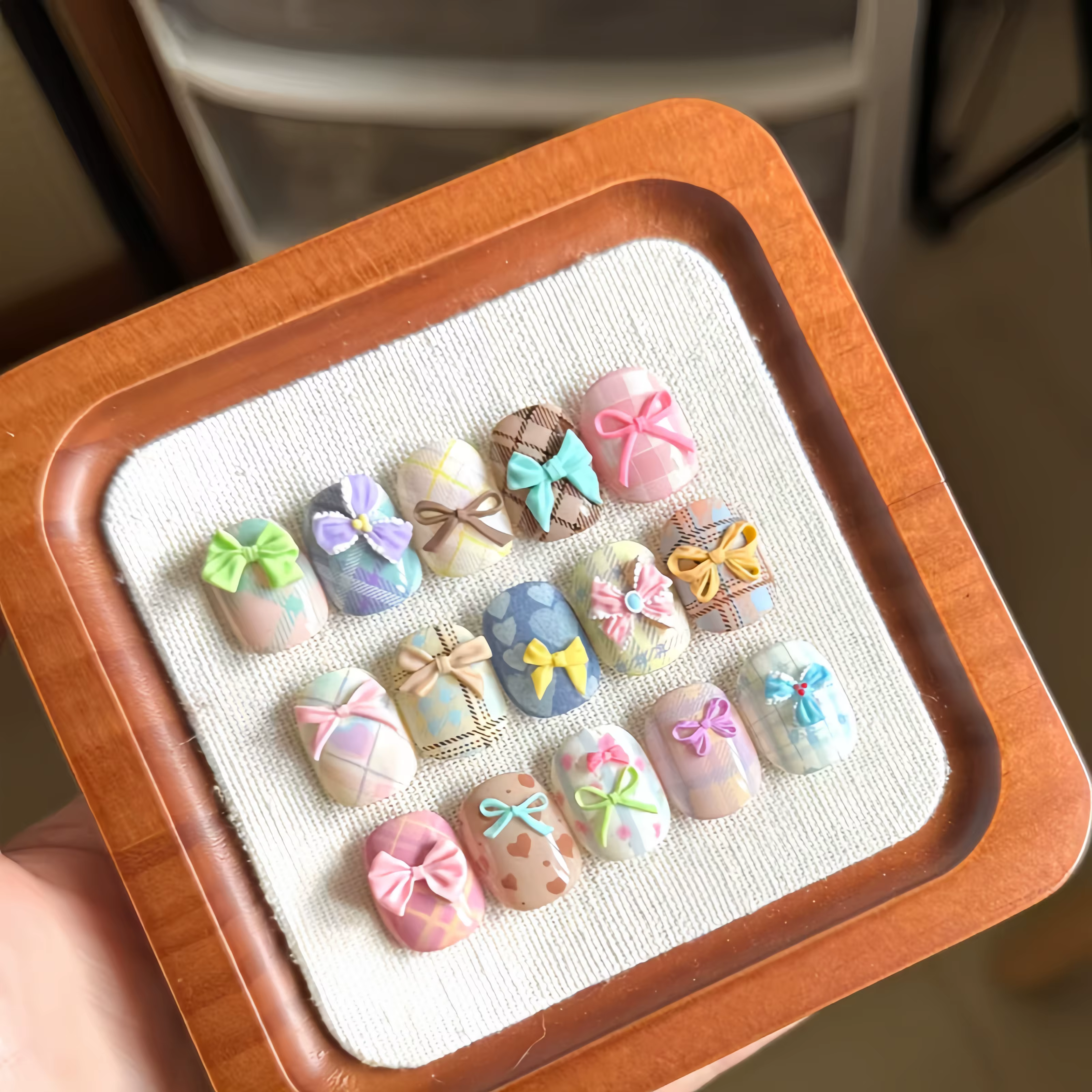 Ensemble de 3 pièces en Silicone pour Nail Art, chat mignon, crème, ours, Cookie, nœud papillon, 3D,