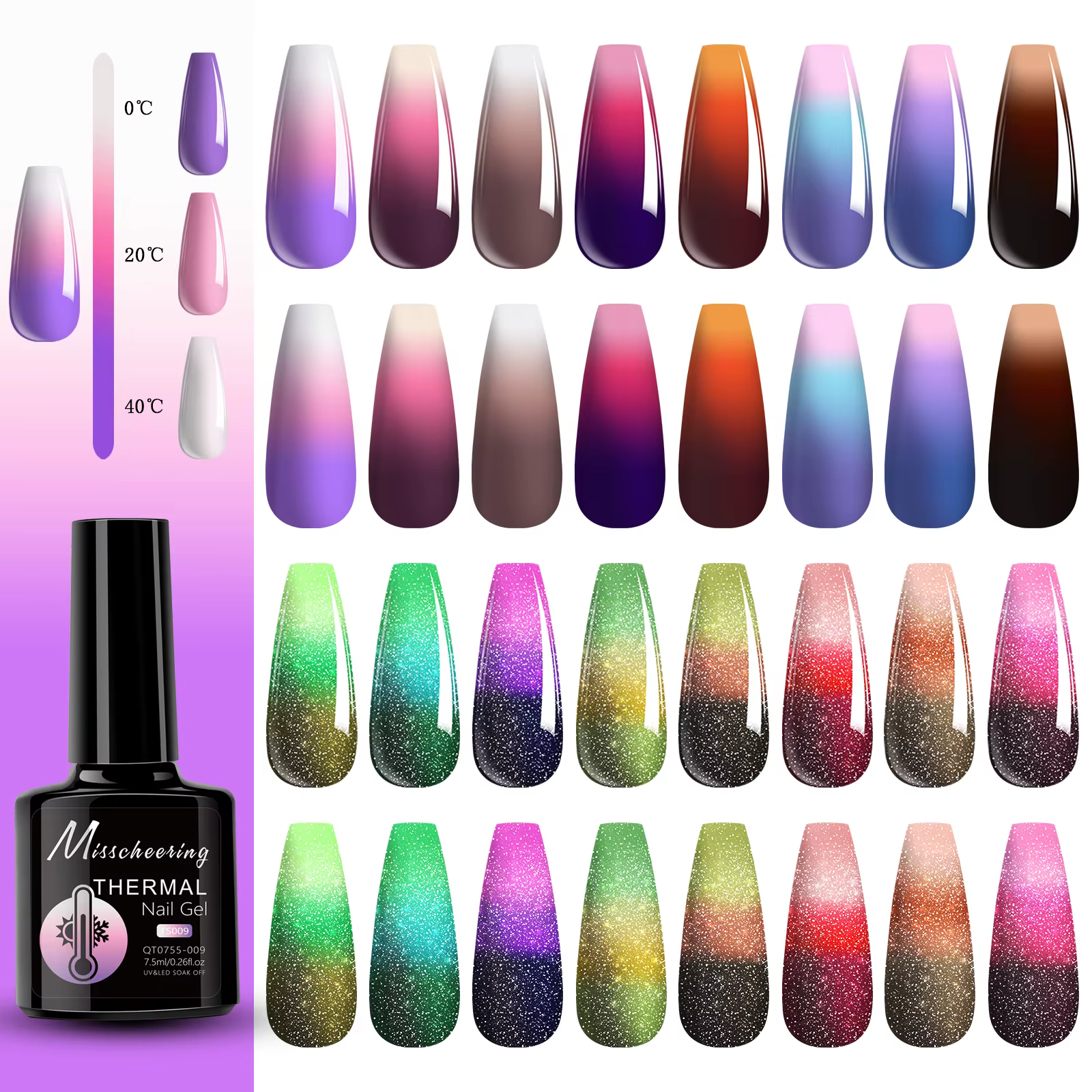 Vernis à ongles Gel à couleur changeante, sensible à la température, à tremper, UV LED, pour manucur