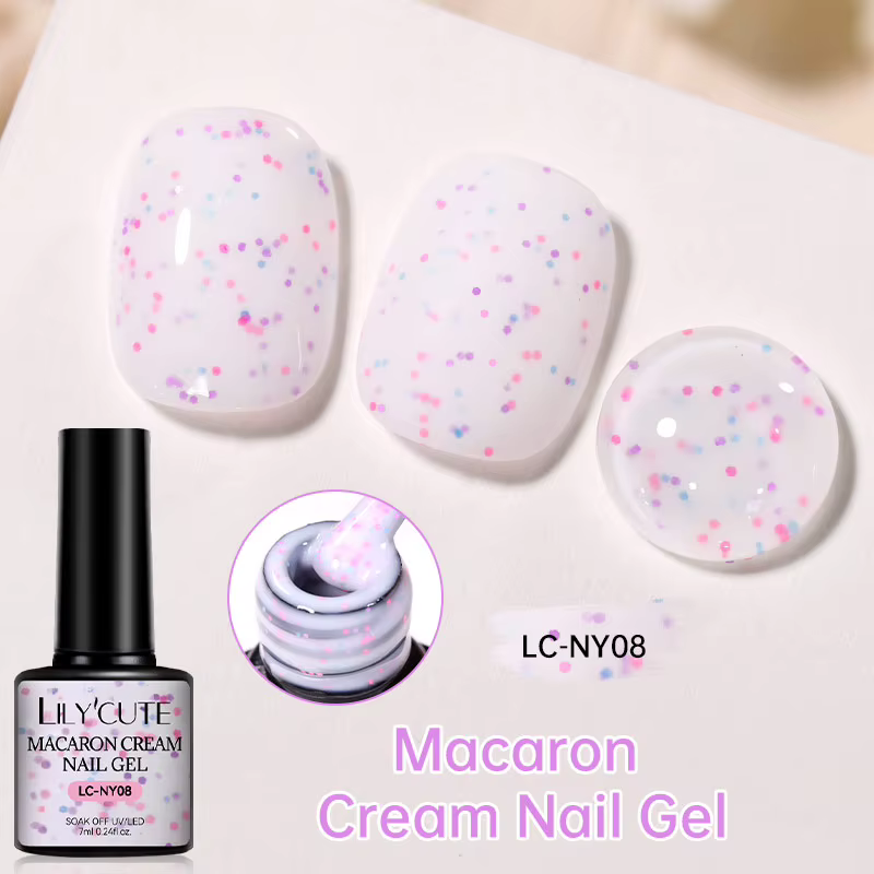 LILYCUTE 7ml Gel Crème Vernis à Ongles Macaron Paillettes Scintillantes Gel Semi-Permanent Nail Art 