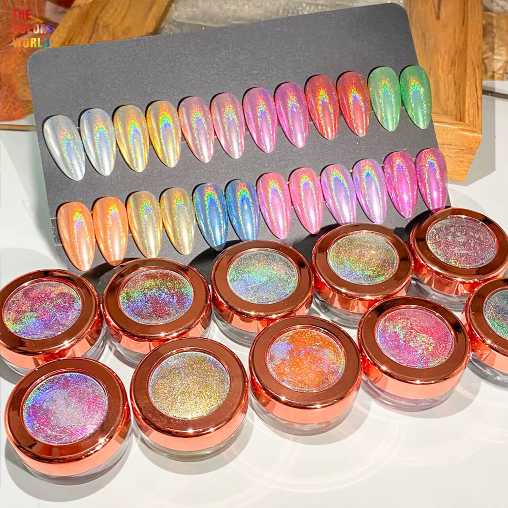 Poudre à ongles chromée miroir holographique TCT-964, poudre métallique scintillante pour Nail Art, 