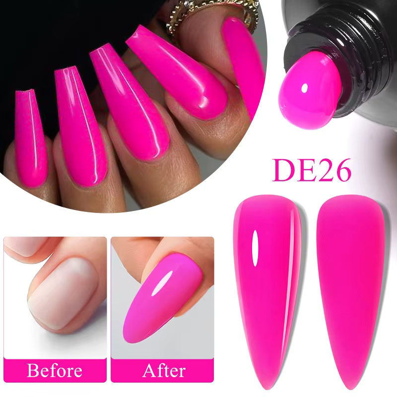 Gel pour ongles en Poly néon, vert Fluorescent brillant, non parfumé, Solution d'extension d'ongles 