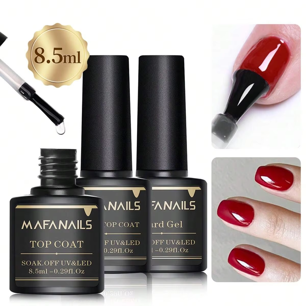 Ensemble de vernis à ongles en gel, couche de base et couche de finition, lampe à ongles LED longue 