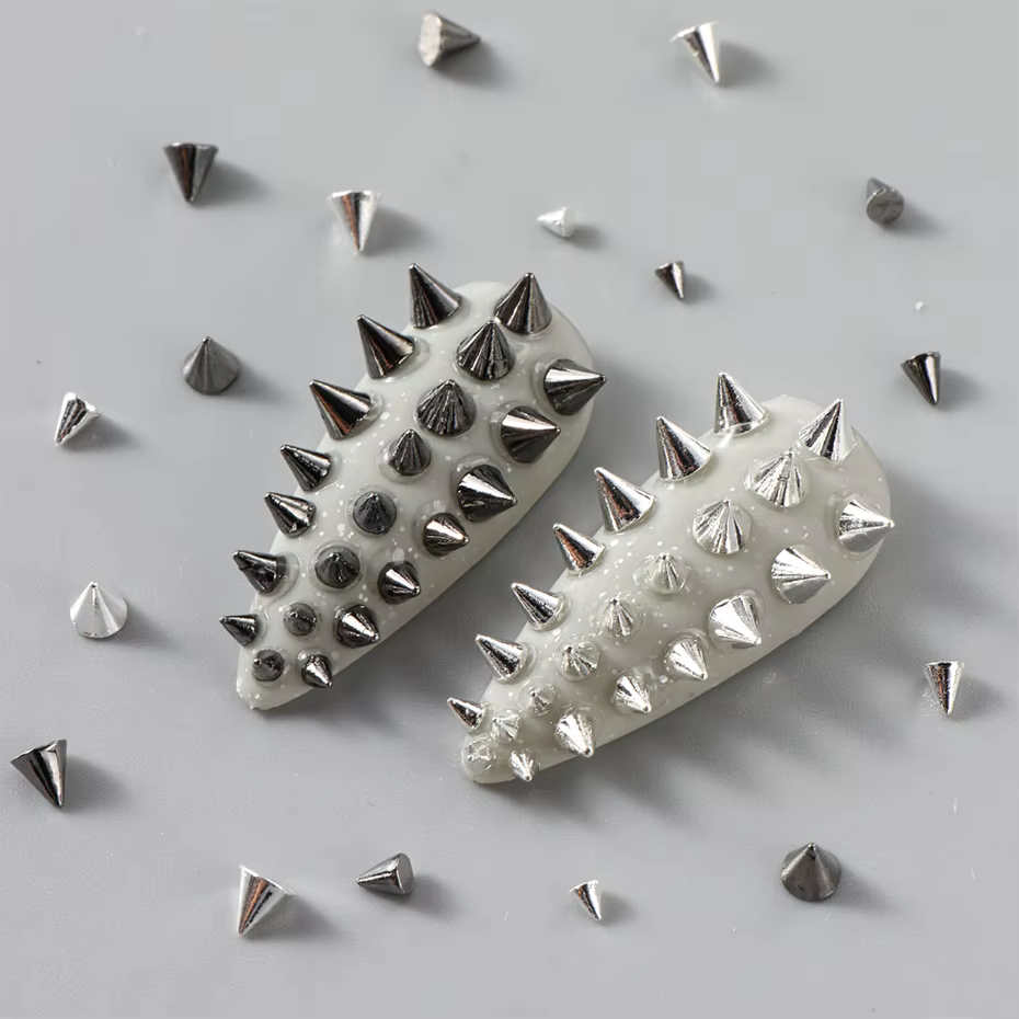 Breloque à Ongles Punk D.lique 6 Grilles, Or, Argent, Noir, Cône, Bijoux d'Art, Mini Clous, Fournitu