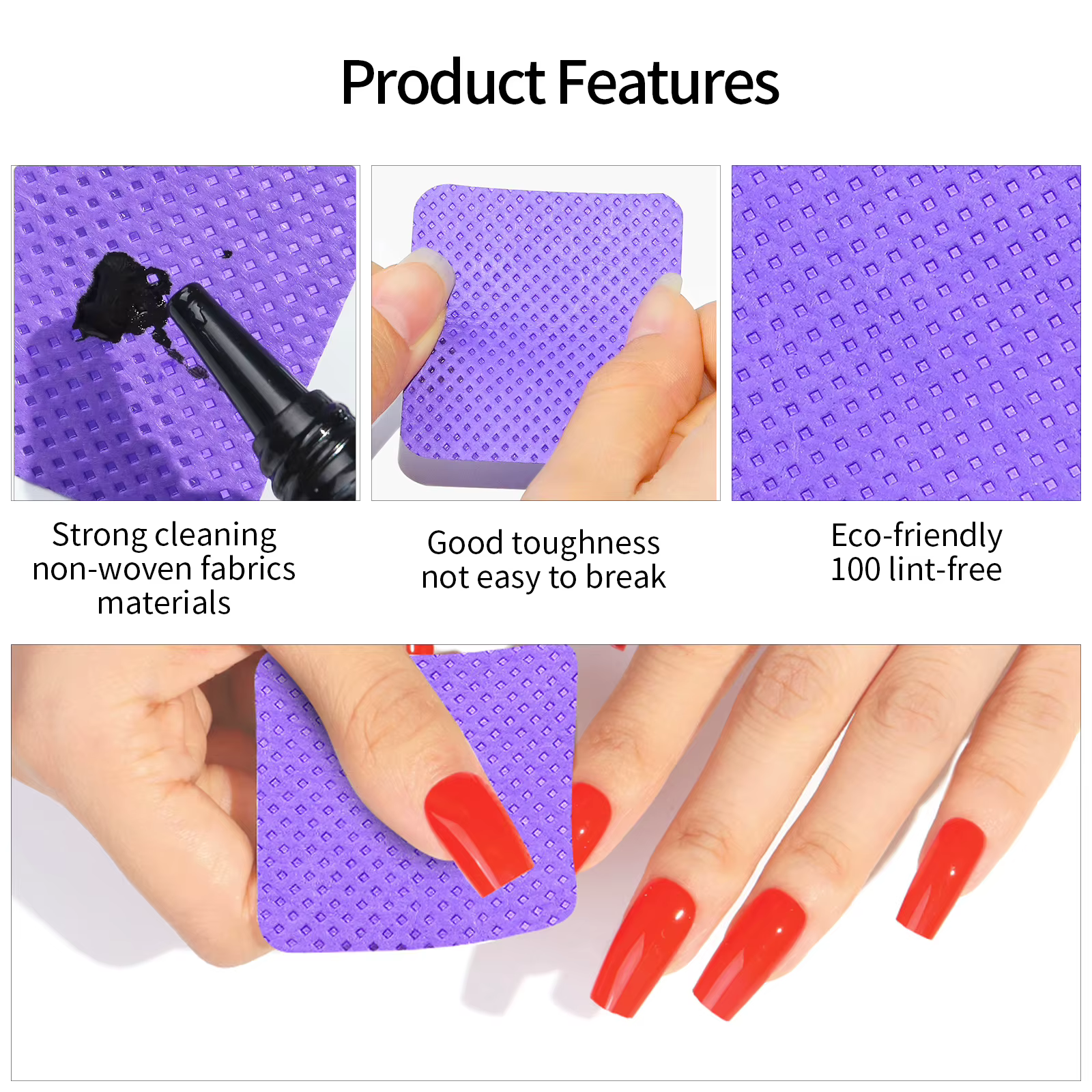 Dissolvant de vernis à ongles non pelucheux, lingettes en coton, dissolvant de pointes de Gel UV, ta