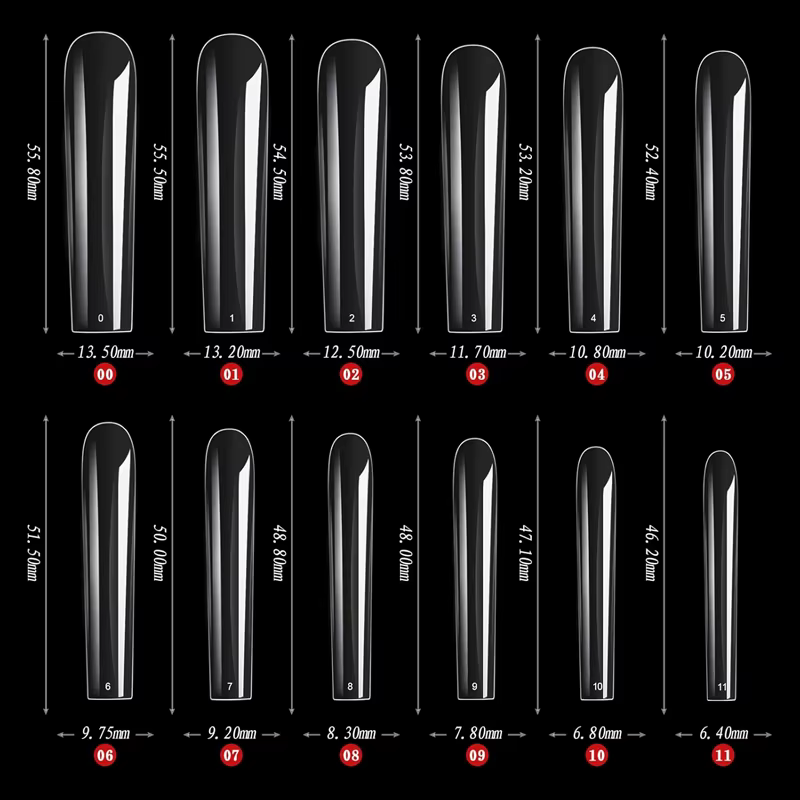 Extra Long carré couverture complète ongles conseils 240 pièces clair couverture complète faux ongle
