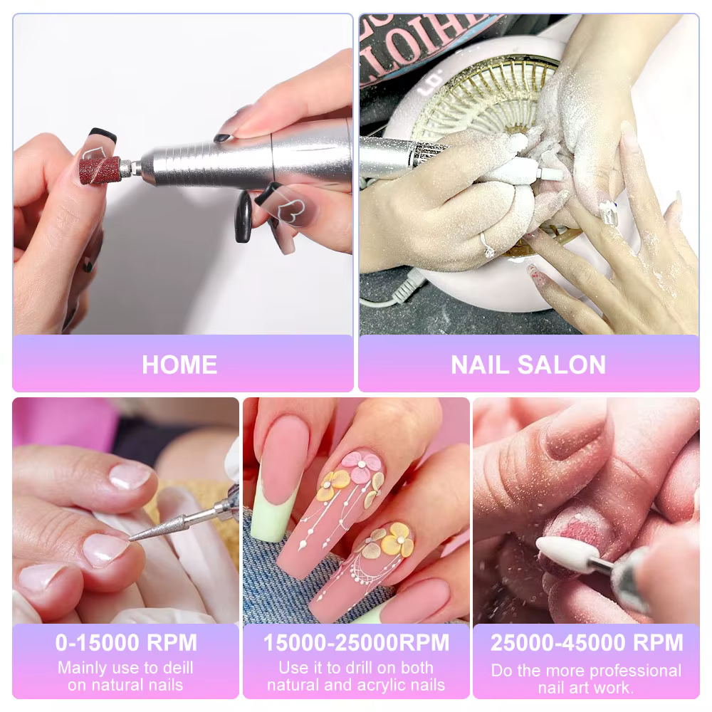 Perceuse à ongles électrique Rechargeable 45000 tr/min, perceuses à ongles professionnelles pour ver