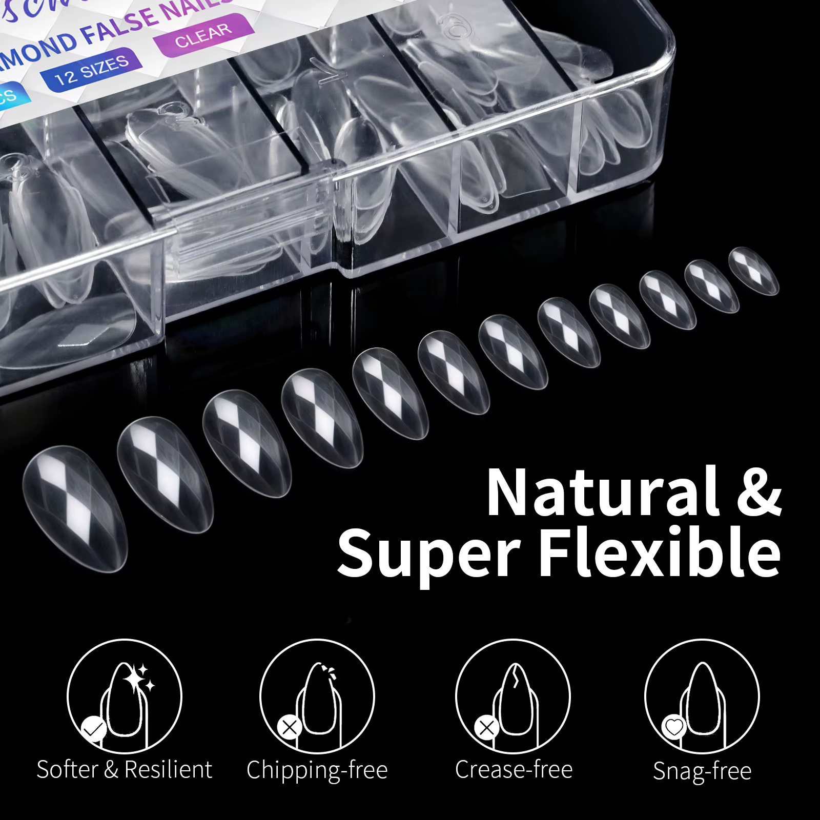Nouveau 120/140 pièces carré amande cercueil ongles Extension conseils naturel clair couverture comp