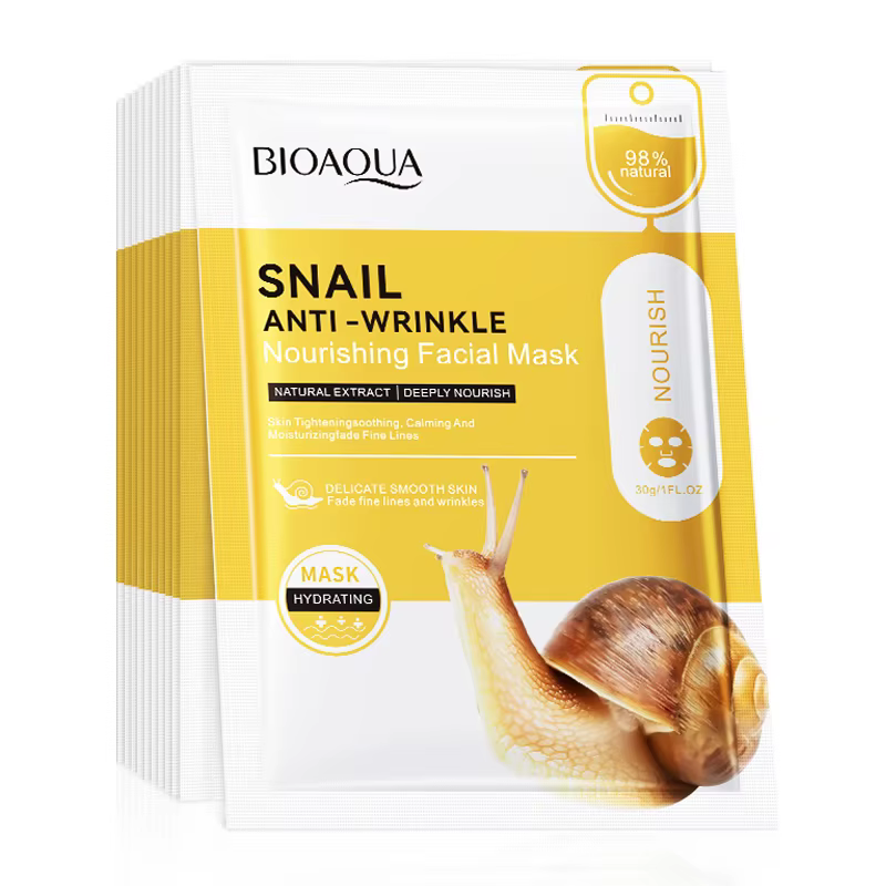 10 pièces BIOAQUA escargot masque Facial hydratant éclaircissant raffermissant hydratant soins de la
