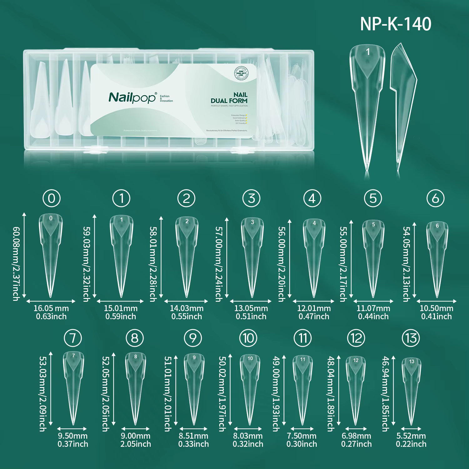 Nailpop – Nouveaux faux ongles longs stiletto, formes multiples avec marquages numérotés, couverture