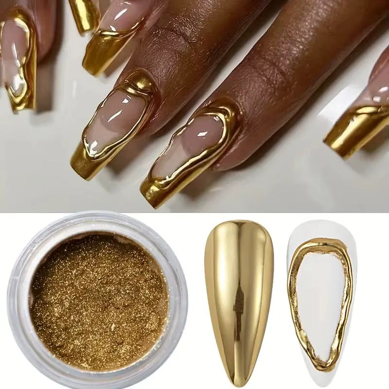Ensemble de poudre de paillettes pour ongles, 3 pièces, effet miroir aurore, poussière holographique