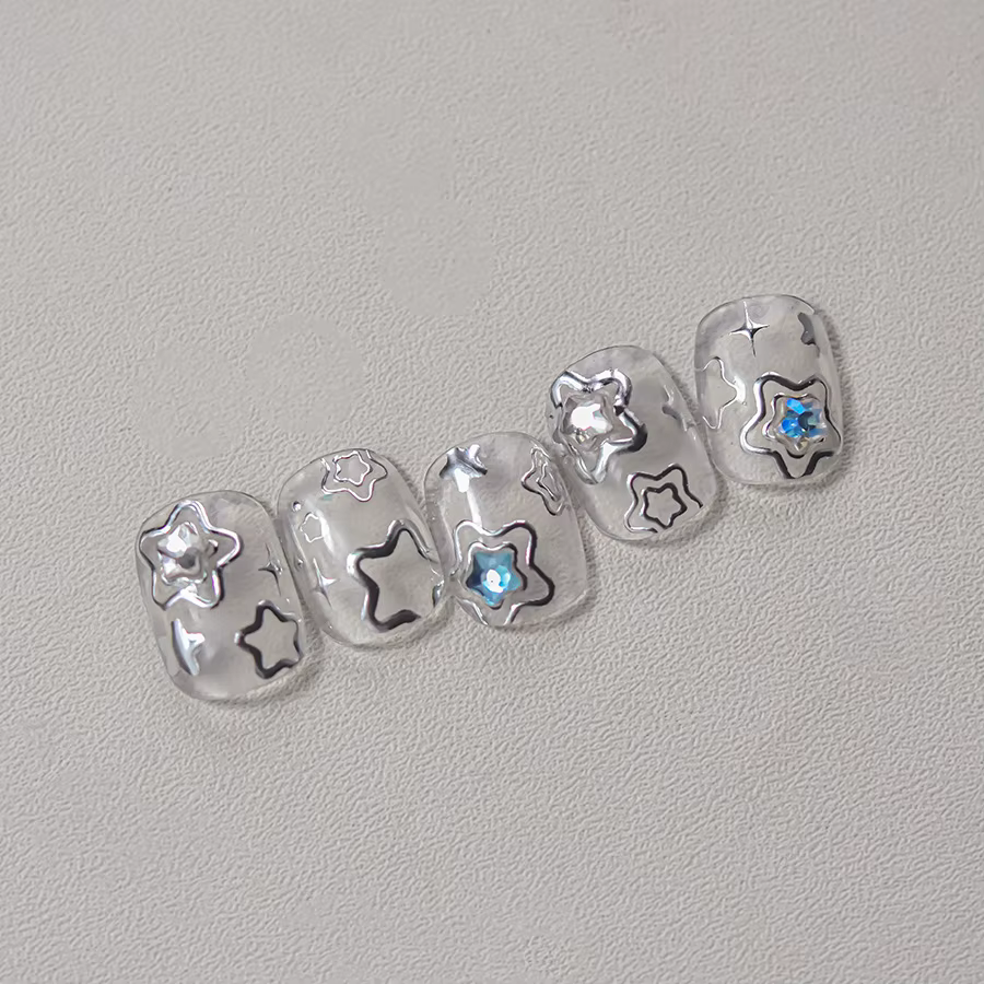 1 pièce 5D couleur cristal étoile ongles autocollants haute qualité amour brillant argent creux frot