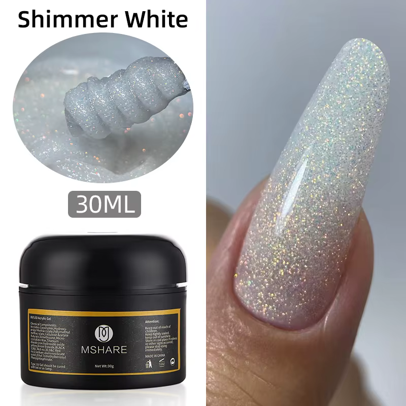 MSHARE 30g Gel acrylique scintillant sans TPO Extension acrylique Gel dur ongles Sculpture Gel ongle