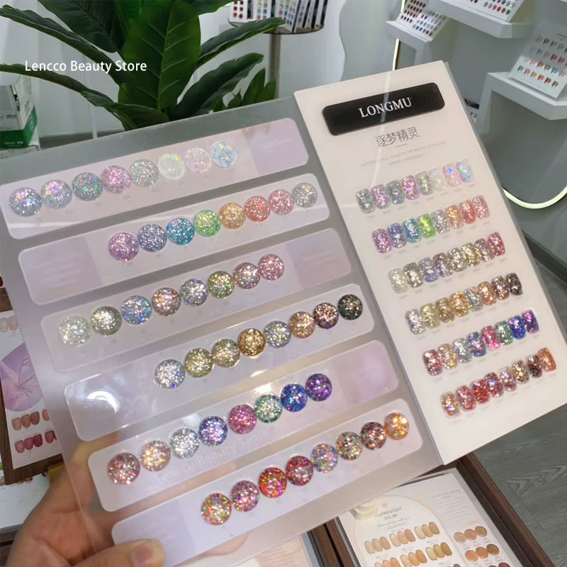 Eleanos paillettes paillettes Gel vernis à ongles ensemble 48 pièces avec carte de couleur tremper U