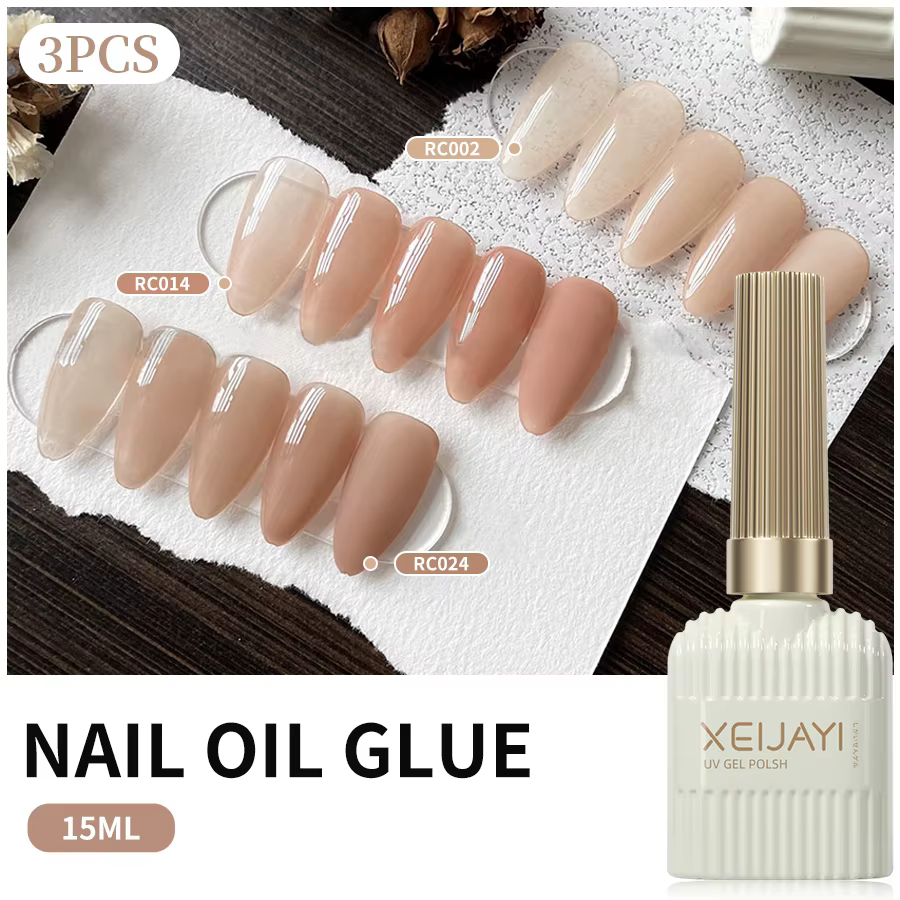 XEIJAYI 3 pièces 15ML vernis rose UV/LED vernis à ongles Gel à tremper pour Nail Art bricolage Salon