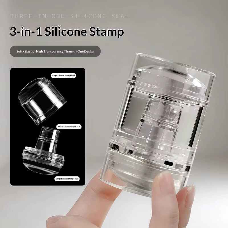 Outil de tamponnage pour ongles en silicone à double tête, transparent, pour manucure française, mod