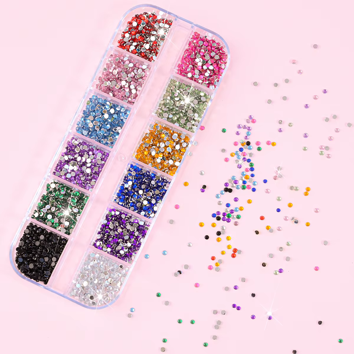 12 couleurs/ensemble 2mm strass ongles Art accessoires 3D acrylique Non correcteurs bricolage décora